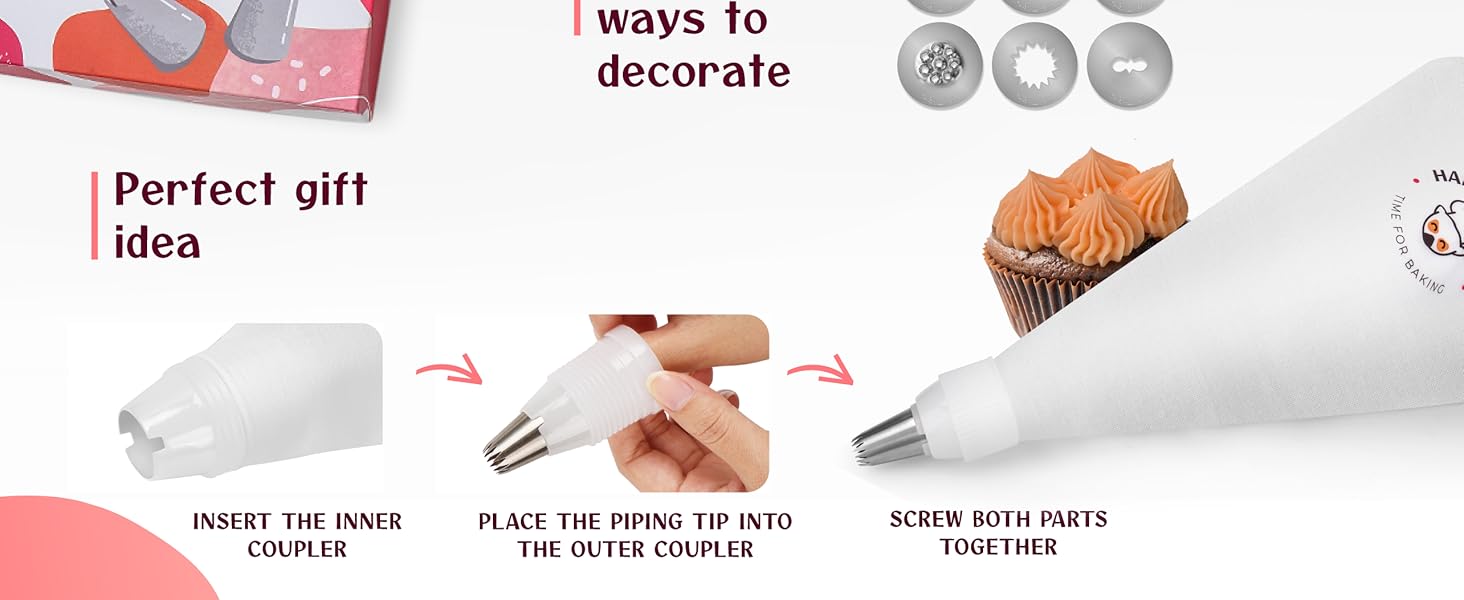 piping tips and bags set pastry bag baking decorating bake happy lemuro stainless steel nozzles