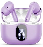 Wireless Earbuds, Bluetooth 5.4 Headphones Bass Stereo, Ear Buds with Noise Cancelling Mic, LED D...