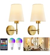 Klzdejc Battery Operated Wall Sconces Set of 2, Wireless Battery Wall Light with Dimmable Detacha...