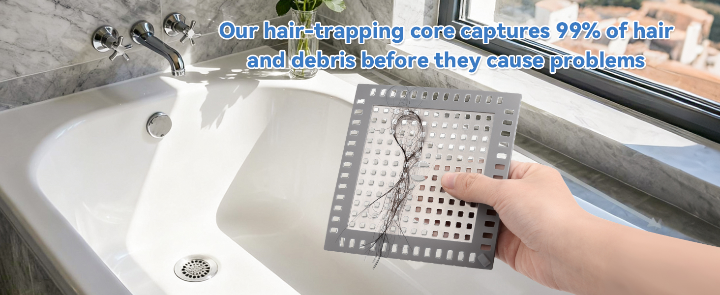 Our hair-trapping core captures 99% of hair and debris before they cause problems.