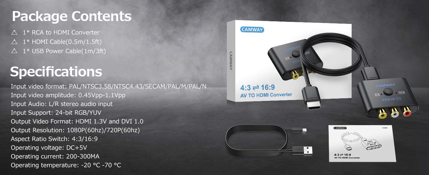 CAMWAY RCA to HDMI Converter