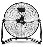 Simple Deluxe 12 Inch 3-Speed High Velocity Heavy Duty Metal Industrial Floor Fans, Black