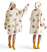 Bedsure Wearable Blanket Hoodie, Sherpa Hooded Blanket Printed for Adult &amp; Kids as Gifts for Wome...