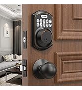 TEEHO TE001K Keyless Entry Door Lock with Handle - Electronic Keypad Deadbolt with Door Knob - De...