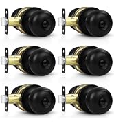 Estmoon 6 Pack Door Knobs, Matte Black Privacy Door Knob with Lock, Keyless Door Handle with Lock...