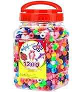 Eppingwin 1200pcs Pony Beads for Bracelets, Classic Colors Kandi Beads for Hair Braids, Easy Stor...