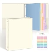 SKYDUE 1 Inch 3 Ring Binder with 8 Tab Dividers &amp; 24 Labels, Pastel Binder Organizer for Letter S...