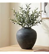 Rustic Ceramic Flower Vase,11.02Inch Indigo Artisan Handcrafted Round Ceramic Vase Farmhouse Rust...