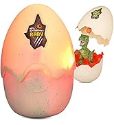 Marsjoy Easter Dinosaur Egg Hatching Toy Figure with Sound &amp; LED Lights, Interactive Touch Contro...