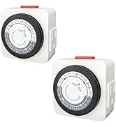 Timers for Electrical Outlets Indoor, 24-Hour Dual Outlet Timer, Christmas Tree Timer Indoor, 3 P...