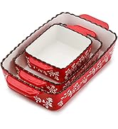 AVLA 3 Pack Ceramic Bakeware Set, Porcelain Rectangular Baking Dish Lasagna Pans for Cooking, Kit...