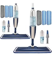 2 Pack Spray Mop for Floor Cleaning, Blue Combo, Refillable 14 oz Bottle and 6 Washable Pads, Wet...