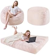 Bean Bag Chairs for Adults - Giant Bean Bag Chair Convertible Bean Bag Bed - Beanbag Chair with M...