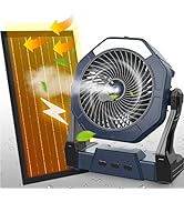 Ausic 10W Misting Solar Fan, 250ml Portable Outdoor Fans with Solar Panel, 8 Inch Battery Operate...