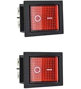 KCD4-201N AC Rocker Switch 250V 30A 4 Pins 2 Position with Red LED Indicate Light Positive Tactil...