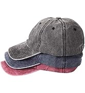 MEINICY 3 Pack Washed Plain Baseball Cap, Retro Adjustable Dad Hats Gift for Men/Women,Unstructur...
