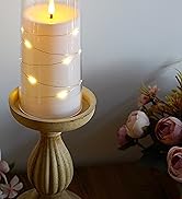 Hinabichan Flickering Flameless Candles with Remote, Battery Operated Candles with Embedded Strin...