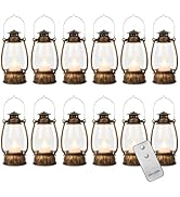 Reperla 12PCS Bronze Mini Lanterns with Remote Control, 5.1" H/13cm Small Vintage Western Lantern...
