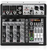 XTUGA KP4 4 Channel Audio Mixer, 16-Bit DSP Effect USB Audio Interface Effects +48V Phantom Bluet...