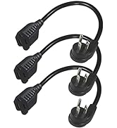 Short Flat Plug Extension Cord 1 Foot- Low Profile Angle Flat Plug Ground 1FT Indoor AC Extension...