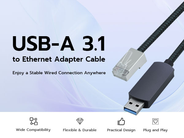 USB-A 3.1 to Ethernet Adapter Cable