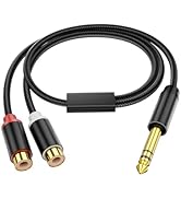 JSADZKJ 1/4" to Dual RCA Splitter Cable 6.35mm TRS Male to 2RCA Female Stereo Audio Cord 6.35mm 1...