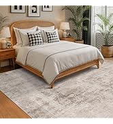 Hazo Haus Neutral Area Rug for Bedroom - 6x9 Washable Rug for Dining Room Table, Ultra-Thin Soft ...