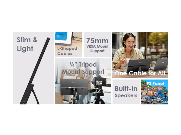 Slim and Light; L-Shaped Cables; 1/4" Tripod Mount Support