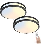 2-Pack Black Flush Mount LED Ceiling Light Fixture with Remote: 13Inch 36W Dimmable Modern LED Ce...