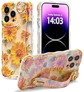 EYZUTAK Case with Hand Strap for iPhone 17 Pro Max, Colorful Oil Painting Flower Case with Wristb...