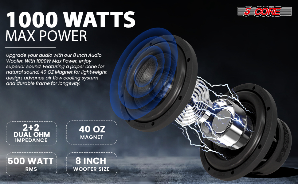 8 Inch Subwoofer, 8 Inch Subwoofer Speaker, Speaker 1000W Max, Car Bass Sub Woofer