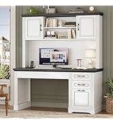 SEDETA Farmhouse Computer Desk with Hutch and 3 Drawers, 47.2" Executive Office Desk with Storage...