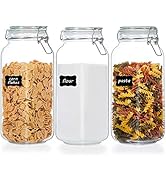 Vtopmart 78oz Glass Food Storage Jars with Airtight Clamp Lids, 3 Pack Large Kitchen Canisters fo...