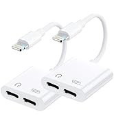 [Apple MFi Certified] 2 Pack iPhone Headphone Adapter, Lightning to 2 Lightning Adapter,Headphone...