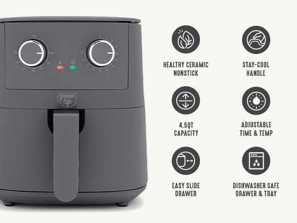 GreenLife, Ceramic Nonstick, PFAS-Free, Non-Toxic, Electrics, Air Fryer