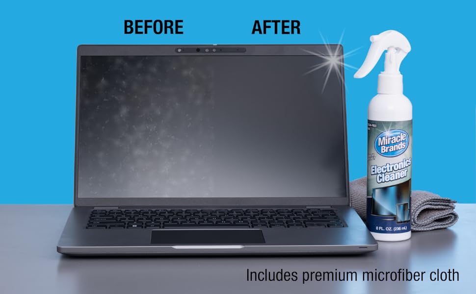 Get a brilliant streak-free shine with Miracle Brands Electronics Cleaner with Microfiber