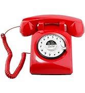 Sangyn Retro Rotary Dial Phone 1960s Style Vintage Telephone Old-Fashioned Desk Landline Phones w...