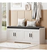 Homleke 2-Tier Storage Bench, Shoe Bench with Thickened Padded Seat Cushion, Entryway Bench with ...