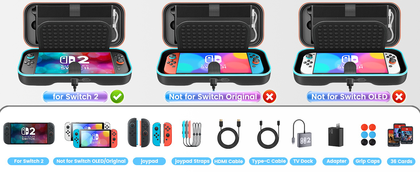 Console, Adapter, Joy-Con 2 and 36 Games in One Case