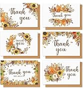AnyDesign 36 Pack Fall PumpkinThank You Card Watercolor Autumn Leaf Thank You Note Cards with Env...