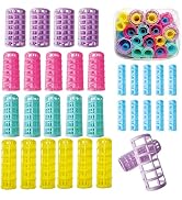 Ulifebetter 30Pcs Plastic Hair Curlers Snap on Rollers, Self Grip No Heat Curlers Set - Plastic R...
