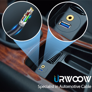 USB 3.0 Car Mount Flush Cable 3.5mm USB3.0 AUX Extension Dash Panel Waterproof Mount Cable