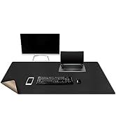 Mydours Extra Large 48" x 20" Desk Mat, Cork &amp; PU Leather Desk Pad XXL, Large Desk Mouse Pad for ...