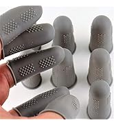 Finger Protectors [Flex Series - 12-Pack] Silicone Non-Stick Finger Covers [Grey - Small (6) / Me...