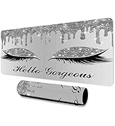 LshyMn Hello Gorgeous Large Mouse Pad 31.5x11.8x0.12 Inches White Silver Glittering Star Water Dr...