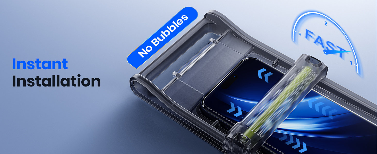 Auto alignment tool ensures fast no-bubble instant installation on your smartphone display.