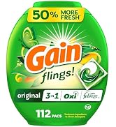 Gain flings Laundry Detergent Pacs, 112 Count, Original Scent with Oxi Boost and Febreze, 3-in-1,...