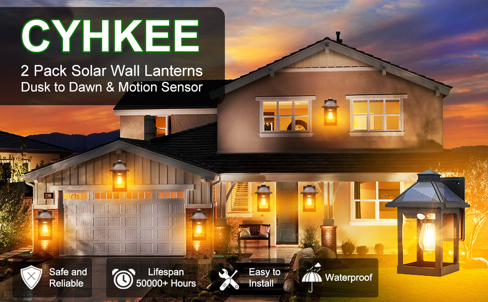 Motion Sensor Solar Wall Lantern Lights