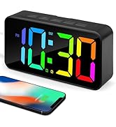 Digital Alarm Clocks for Bedrooms, Large Display Dual Alarm 12/24Hr and Snooze Simple Loud Digita...