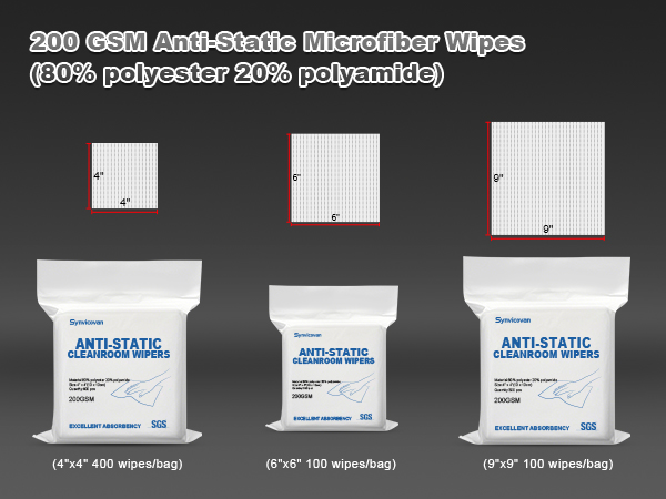 200GSM 80% polyester 20% polyamide Anti-Static Microfiber Wipes